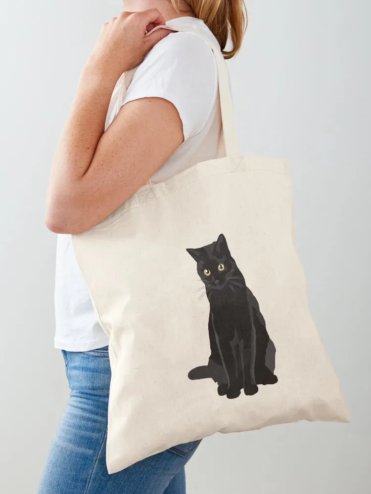 

Black Cat Tote Bag reusable grocery bags Women's handbag eco bag folding university shopper bag