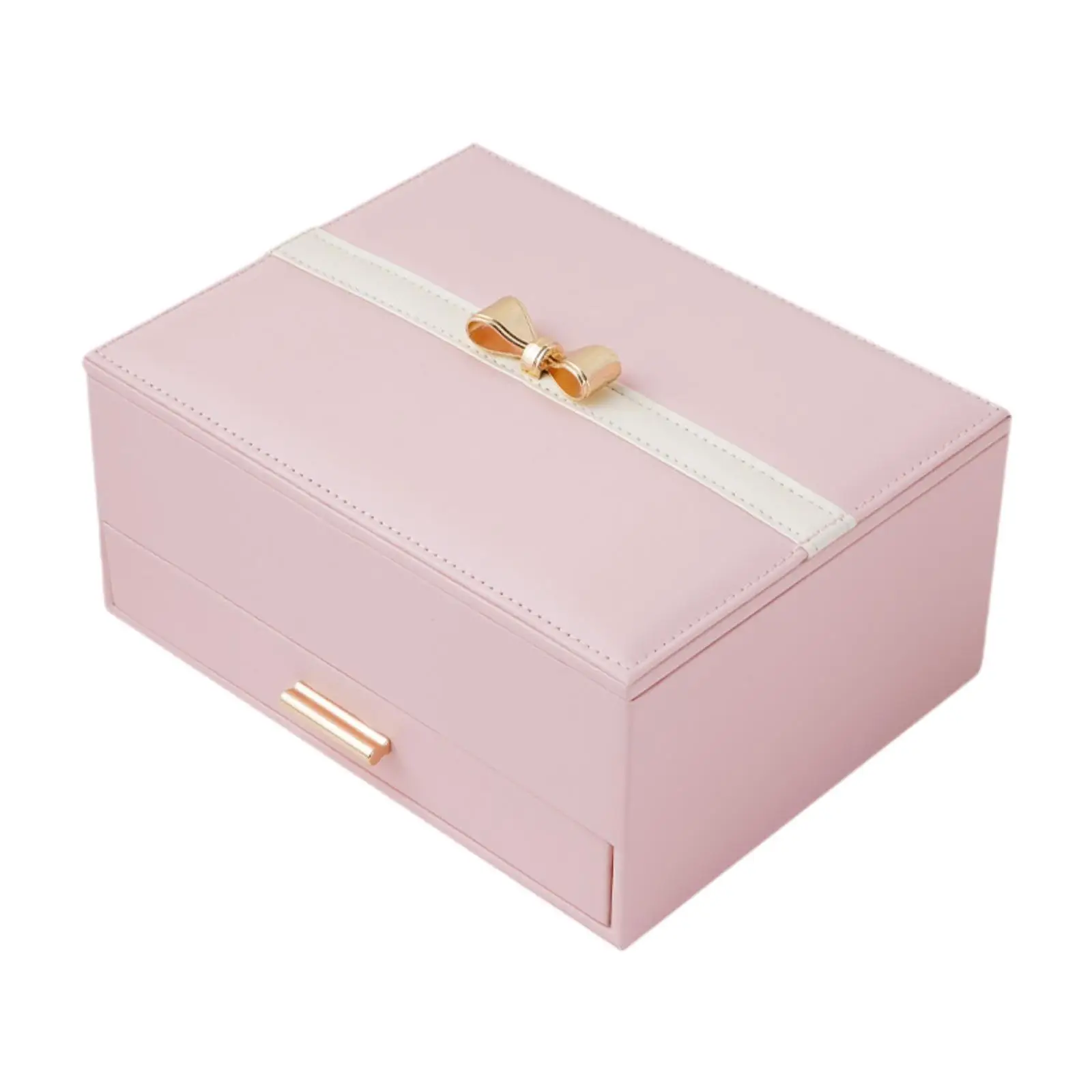 Jewelry Storage Case Pink Creative Lightweight Multiuse Modern 2 Tier Earrings Box for Travel Bathroom Dresser Tabletop Pendants