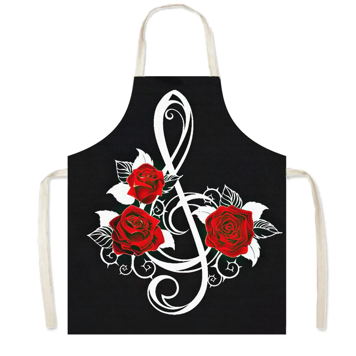 Music Rose Note Print Cooking Aprons Women Nice Lips Household Cleaning Clothing Baking Barber Chef Waiter Kitchen Apron