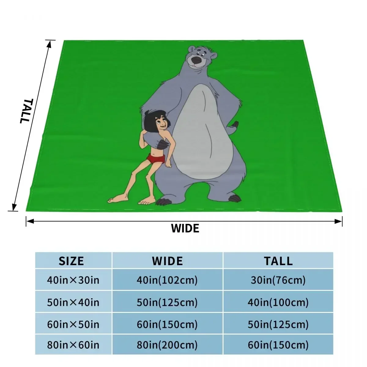 Baloo and Mowgli Throw Blanket funny gift Travel Thermals For Travel Flannel Fabric blankets ands Blankets