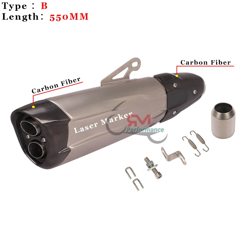 51mm Carbon Fiber Slip-On Exhaust, High Performance Racing Muffler for 1290 Super Adventure R1250R Universal Moto