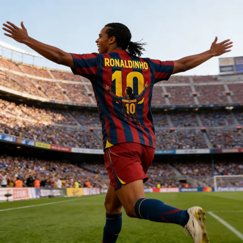

Пляжный серфинг 2026 Barca Stripe Ronaldinho # Футболка с принтом 10 Print Football Jersey, удобная, дышащая, стильная, для летних видов спорта