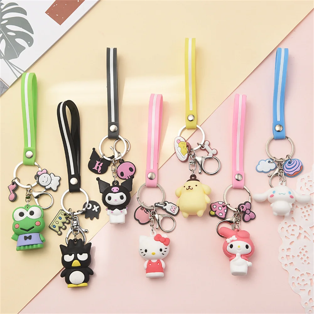 

산리오 키링 Hello Kitty Keychain Sanrio Accessories Kuromi Cinnamoroll My Melody Key Chain Bag Pendant Pompompurin Car Keyring Gift