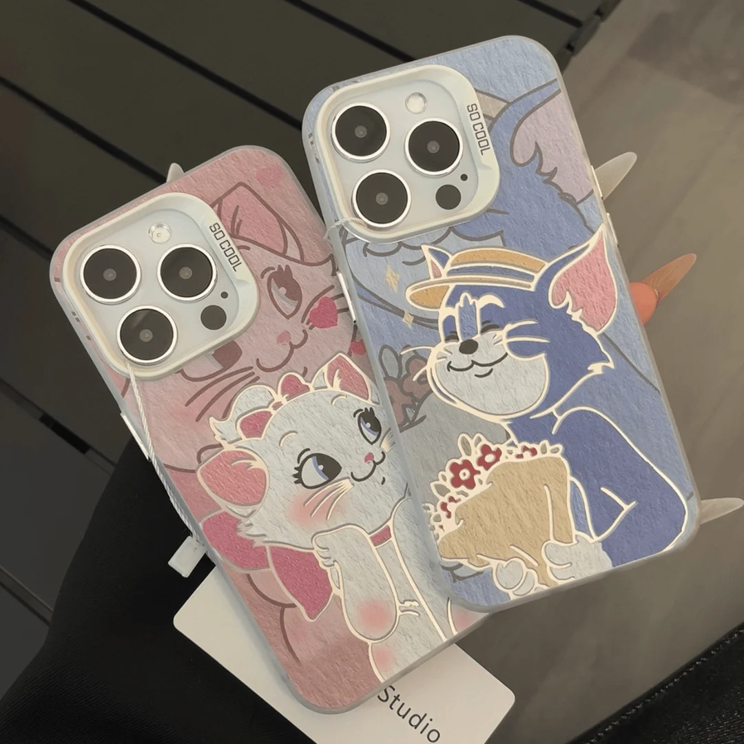 Bouquet Tom Mary Cat Couple Style Case for Samsung Galaxy S25 S24 S23 S22 S21 S20 Note20 Ultra Plus FE M31 4G 5G Matte Back image 3