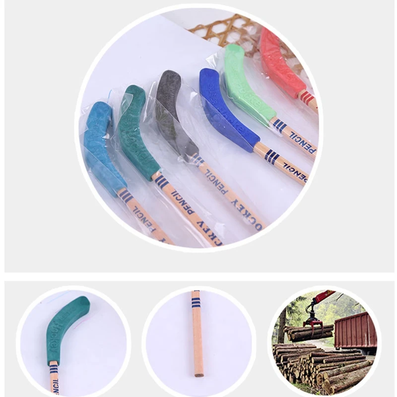 Crayons et gommes de hockey, anciers de hockey, fournitures de fête à thème sportif, crayons amusants et sympas pour les étudiants