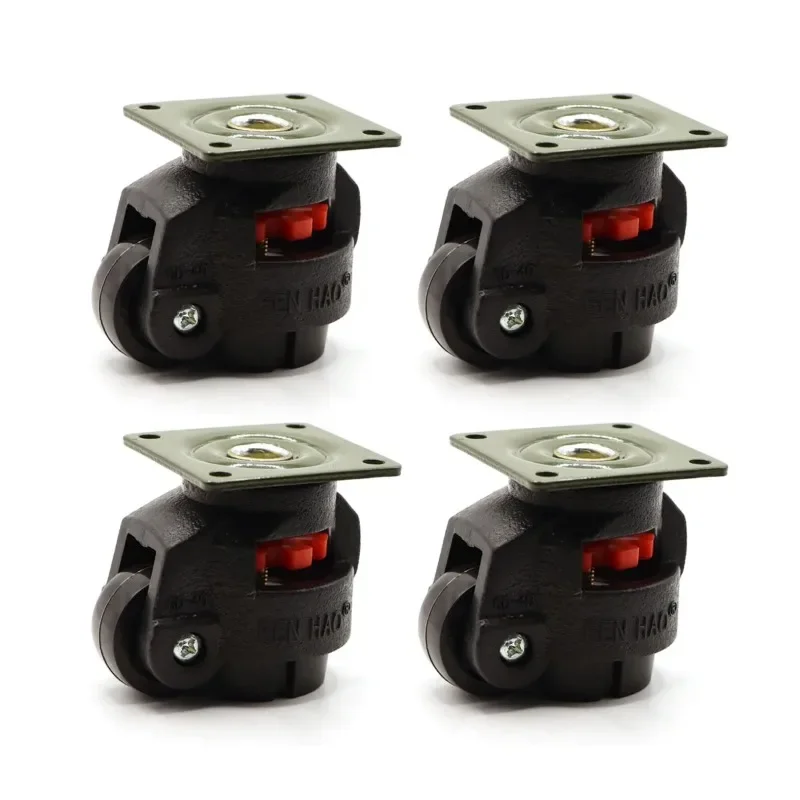 4pcs Heavy Duty Nylon Level Adjustment Caster GD-40F High Quality Industrial Roller Wheel Leveling Caster Wheels Black