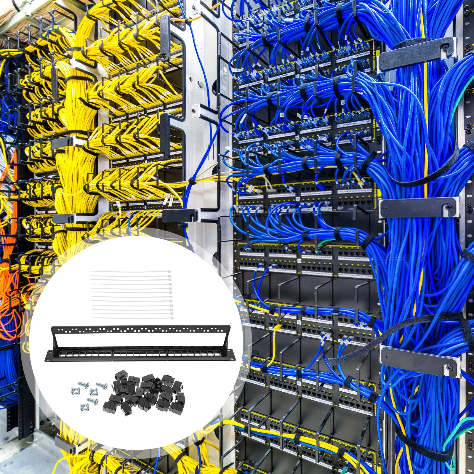 

24-портовая сетевая патч-панель Ethernet, модуль для монтажа в стойку, для кабелей Cat5e, термостойкая, устойчивая к коррозии, с позолоченными контактами