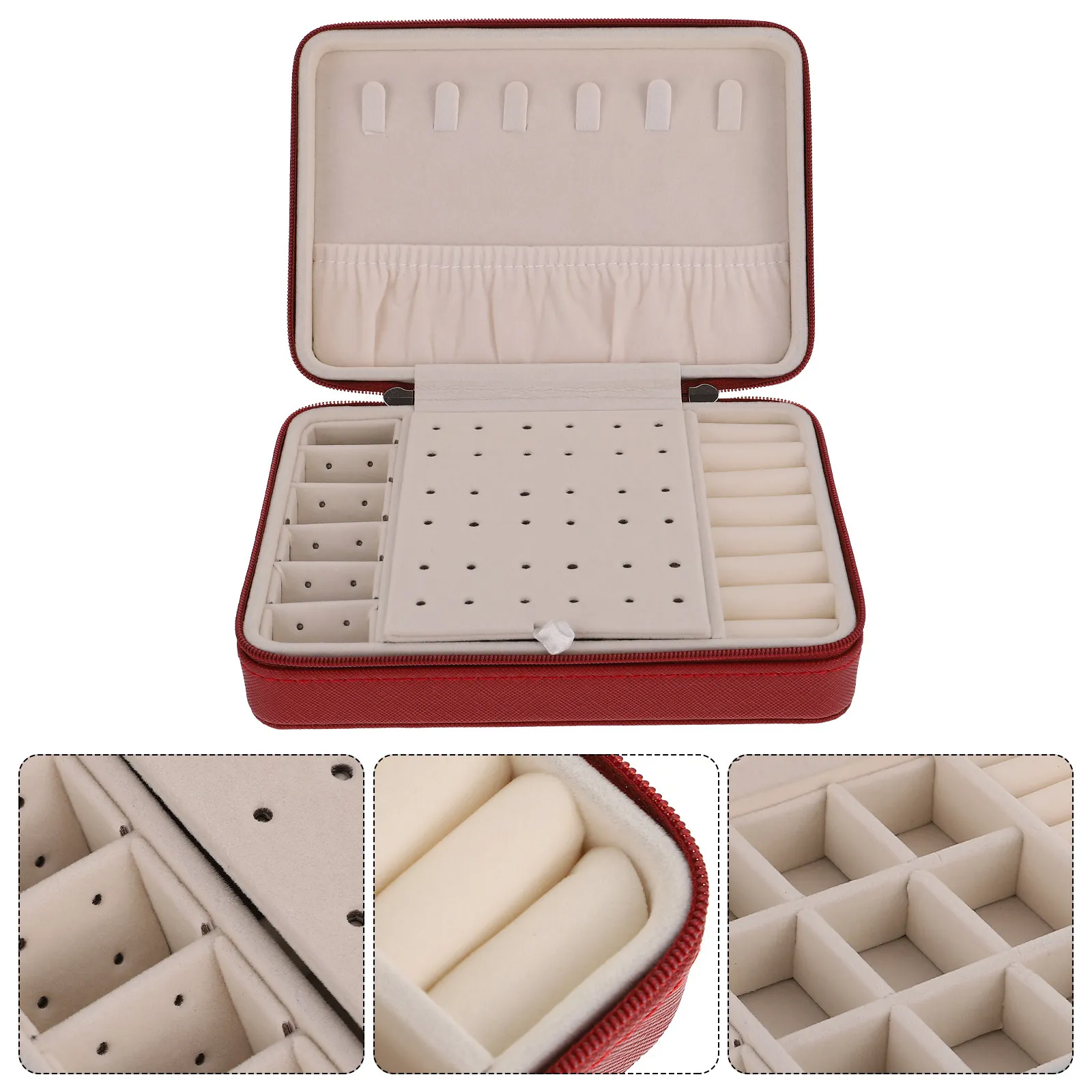 

Jewelry Storage Box Premium Craftsmanship Large Capacity Portable Jewelry Organizer Travel Ring Necklace Case Display Box