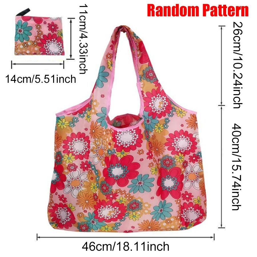 3/5PCS Random Pattern Foldable Shopping Bags Lightweight Portable Reusable Tote Daily Errands Grocery Runs Home Organization ZYF