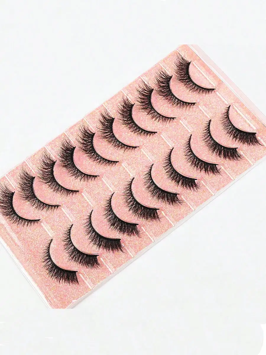 새로운 10 쌍 자연 짧은 3D 밍크 가짜 속눈썹 5D 푹신한 가짜 속눈썹 메이크업 키트 밍크 속눈썹 확장 눈 속눈썹 짧은 속눈썹