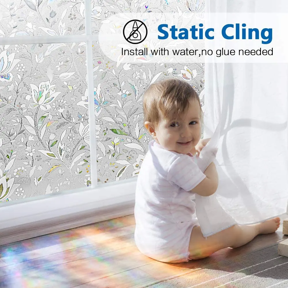 Frosted Frosted Glass Covering, Opaque Static Cling, Heat Control, Door Sticker for Home, Non-Adhesive