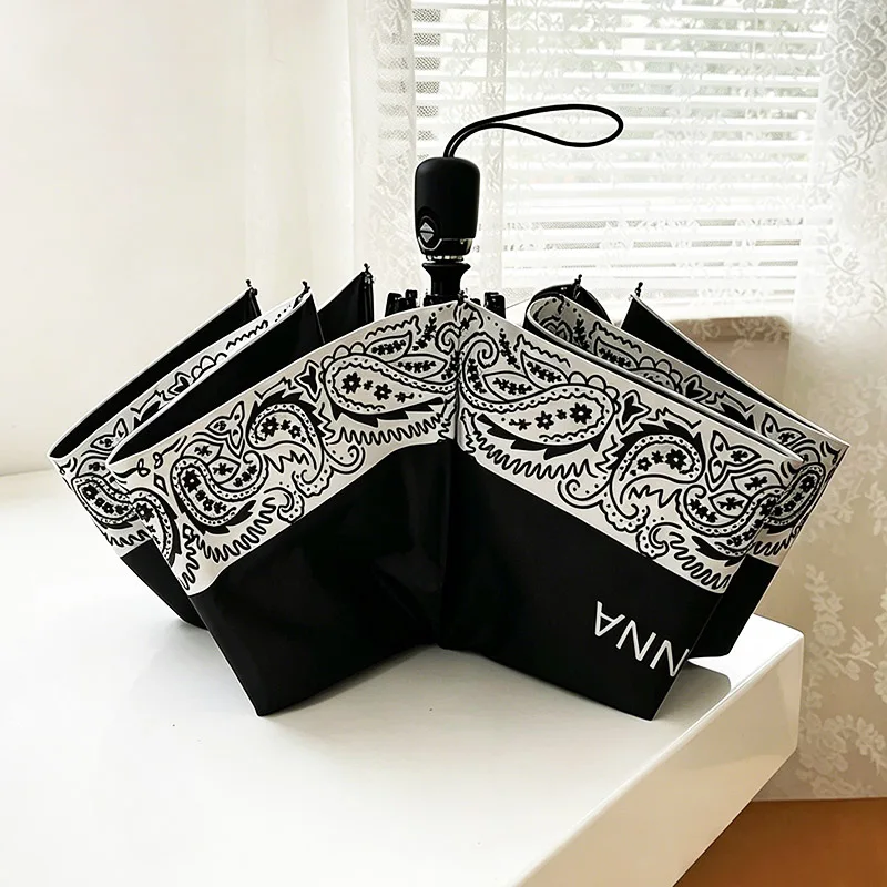 

Fashion Paisley Flower Pattern 3 Fold Sun Umbrella Automatic Manual Business Luxury Men Women Windproof Anti UV Rain Parasol