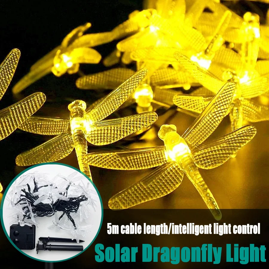 

5m LED Solar Dragonfly Light String Stall Camping Atmosphere Light