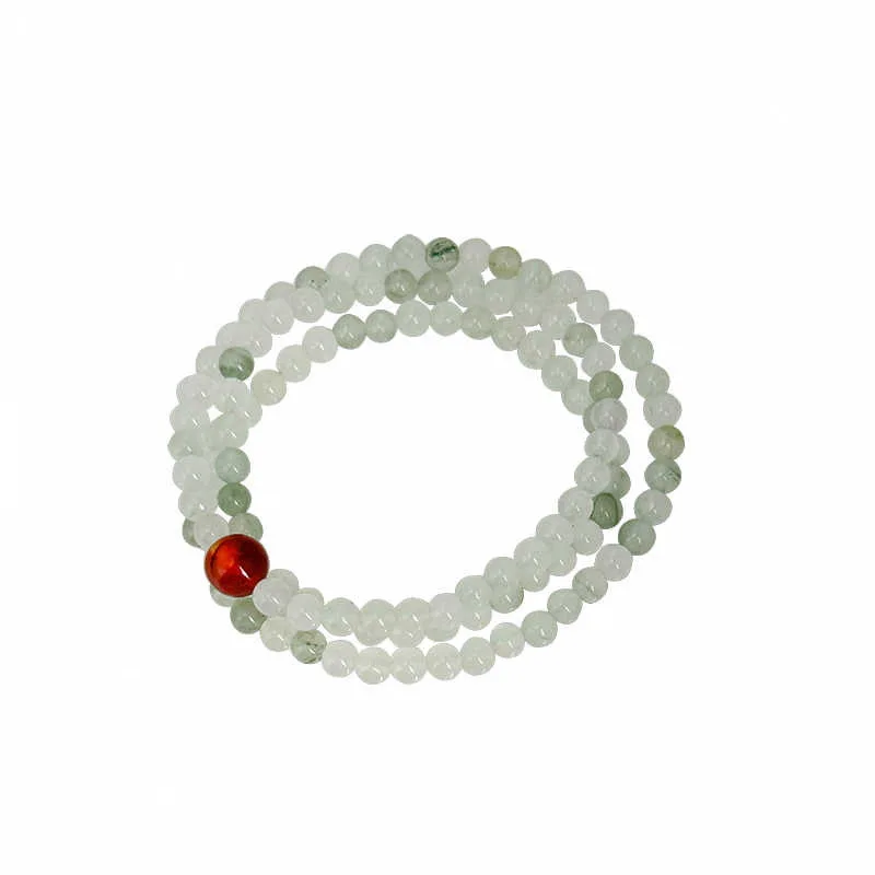 Natural Tian Shan Green Stone Multi layer Stackable Bracelet New Chinese Style Beaded Hand Jewelry for Women Gifts