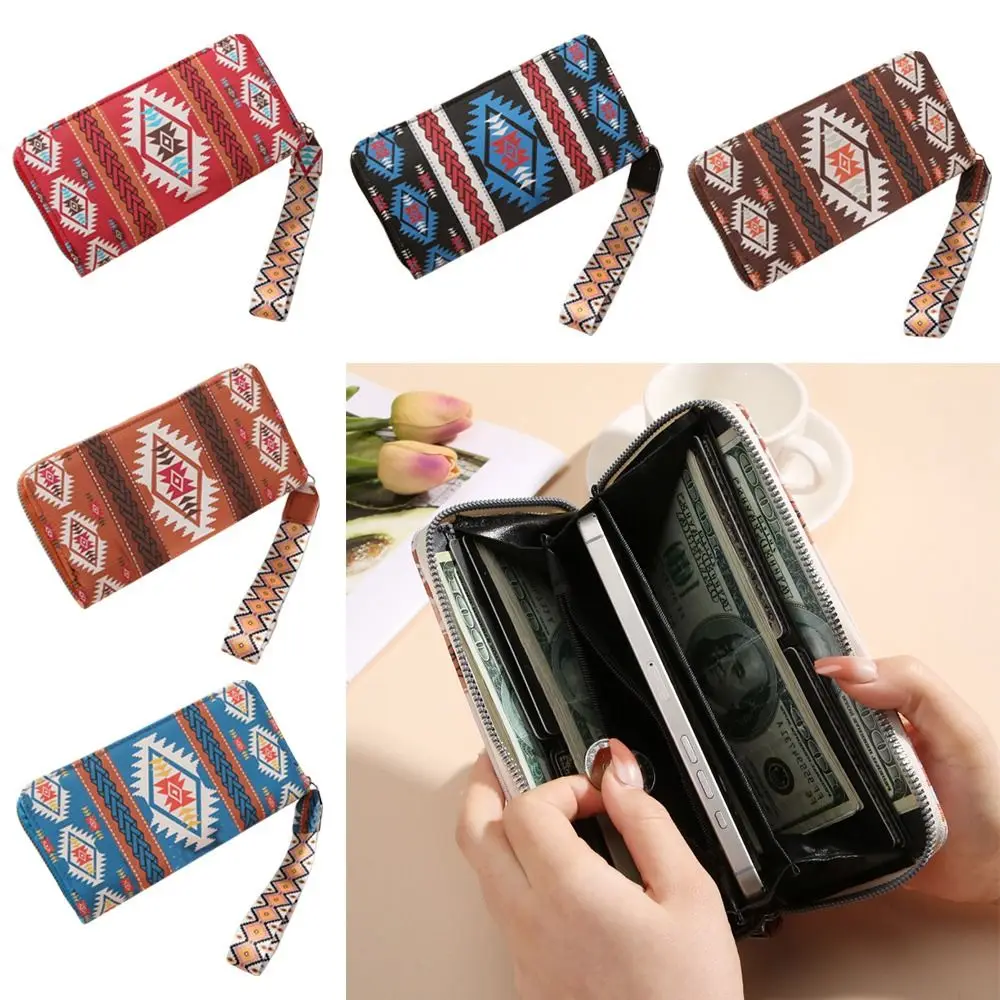 Длинный кошелек в богемном стиле из искусственной кожи с несколькими отделениями для карт, держатель для карт, водонепроницаемая сумка большой емкости