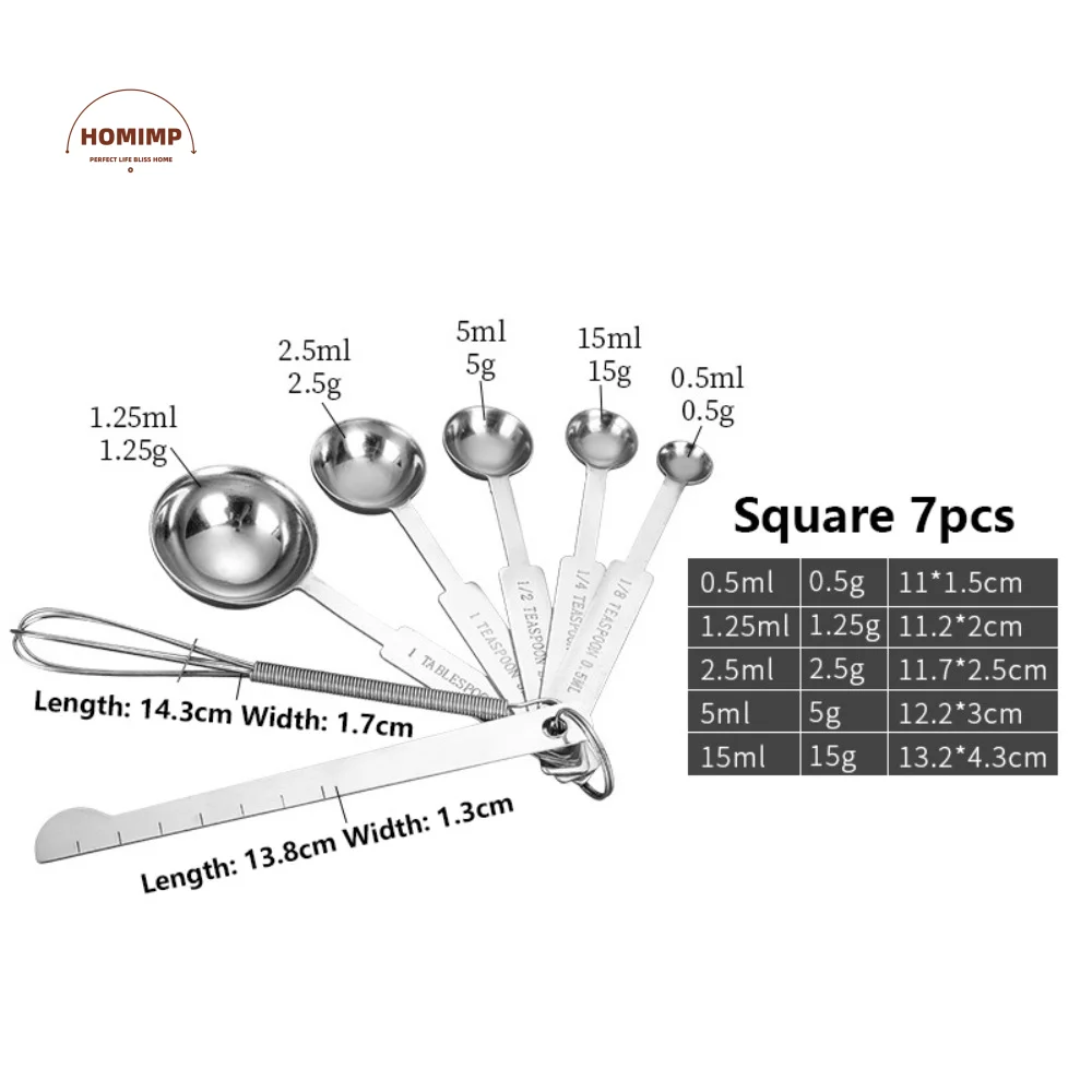 

Food Grade Measuring Spoon Set with Scale Stainless Steel Baking Measuring Tool Measuring Ruler Egg Beater