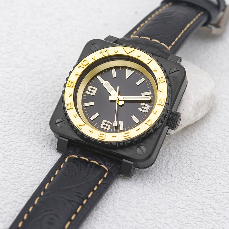 Seiko Mod Dial NH35 kwadratowy zegarek ze stali nierdzewnej, szafirowe szkło pasować do mechanizm automatyczny wodoodpornej zegarek dla nurka NH35 NH36