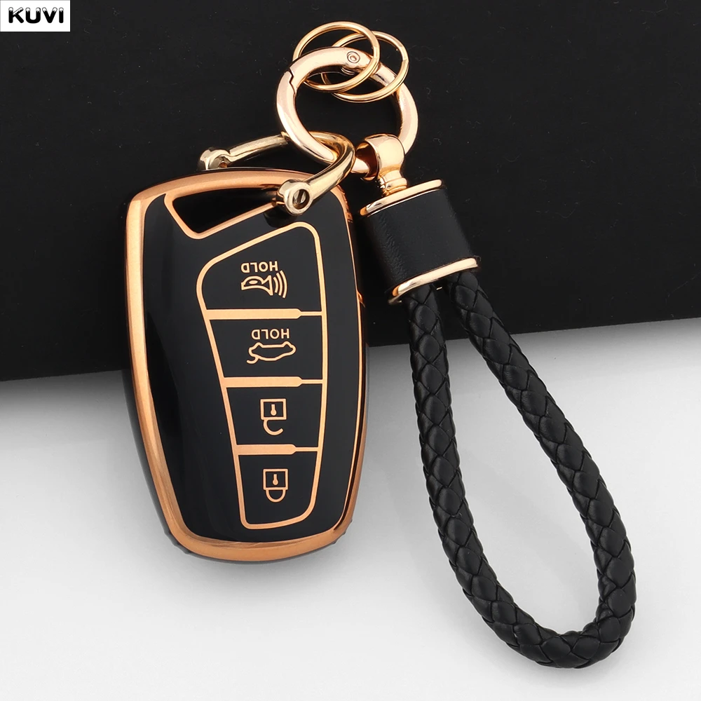 4-Tasten-TPU-Autoschlüsselhülle für Hyundai Santa Fe Sport Ix45 Equus Centennial Genesis G80 Grandeur Azera Fob 2013–2016