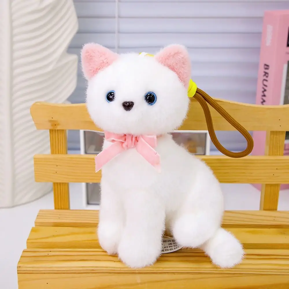 Stuffed Animal Keyring PP Cotton Small Cat Keychain Lifelike Fluffy Cat Bag Pendant Ornaments Hanging Simulated Cat Friend
