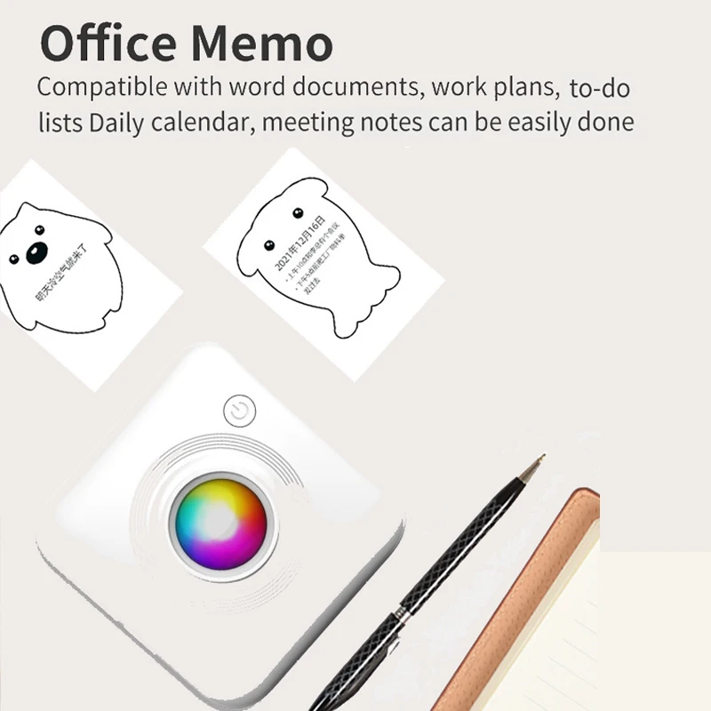 Printer termal portabel, Printer Mini lucu cetak foto saku termal Label cetak Bluetooth 200dpi Printer ponsel iOS Android