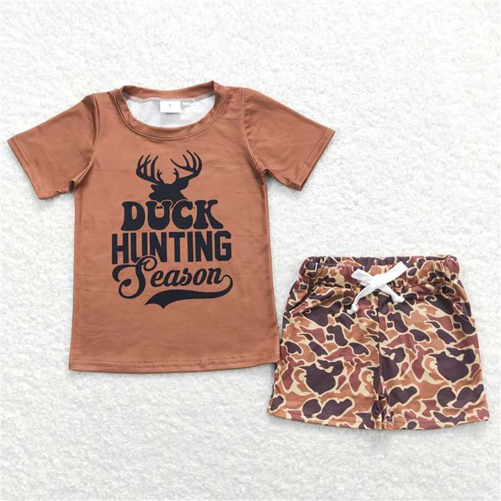 

Baby Boys Duck Hunting Season Brown Tee Shirts Shorts Clothes Sets