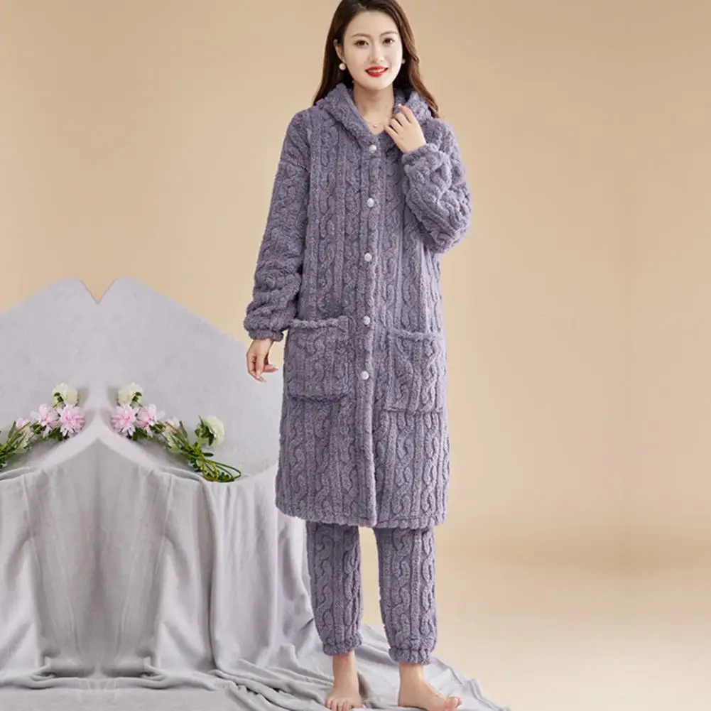 Coral Velvet Women Pajama Set Thicken Velvet Ribbed Fleece Set Pullover Pants Women Pajama Sets 2024 Homewear Women Sleepwear