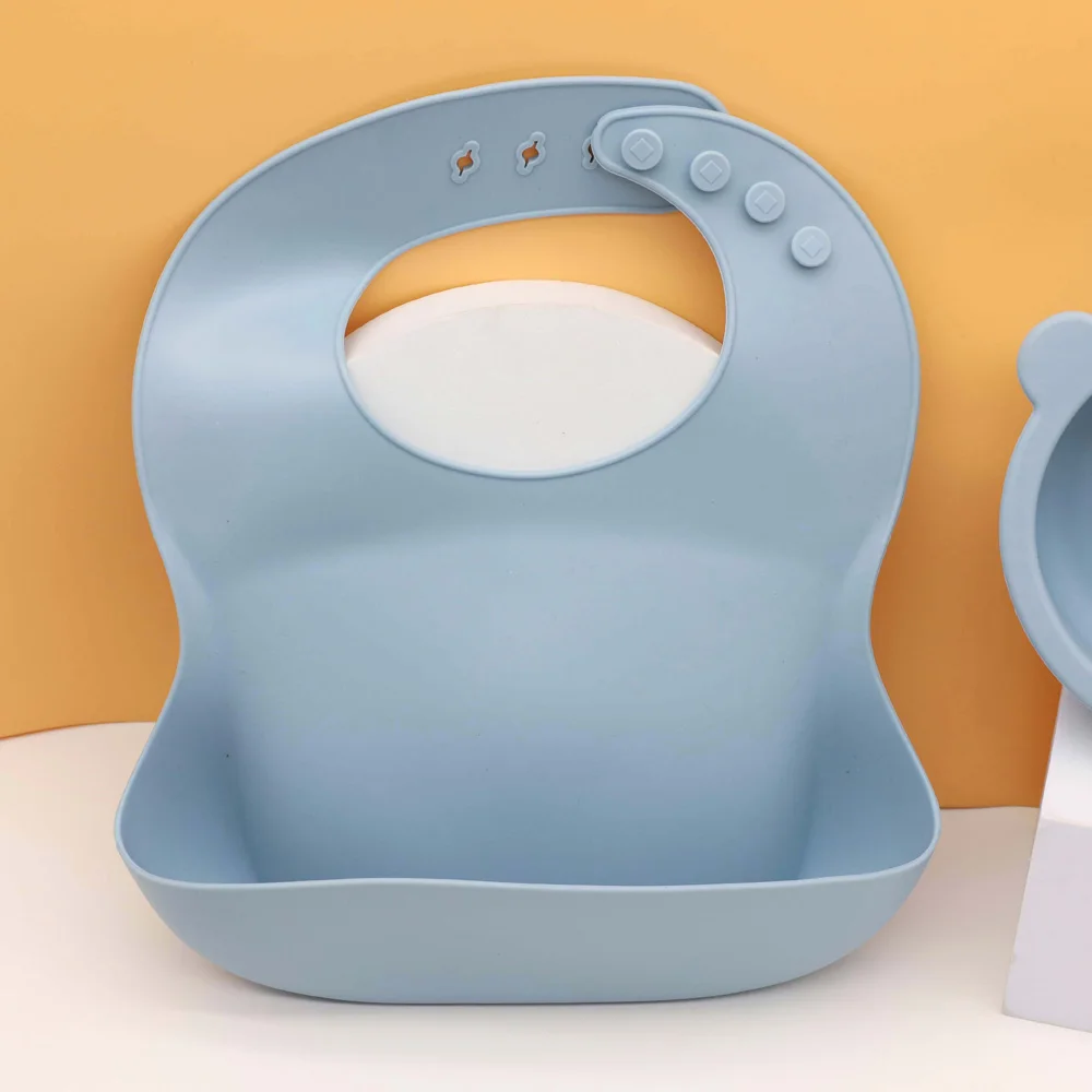 Laris set peralatan makan makanan bayi, bib mangkuk makan cangkir air pegangan kayu sendok garpu enam potong