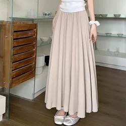 Gentle Style Light Purple Midi Skirt for Women, Summer 2024 New Style High Waisted A-line Skirt Korean Streetwear Y2k Long Skirt