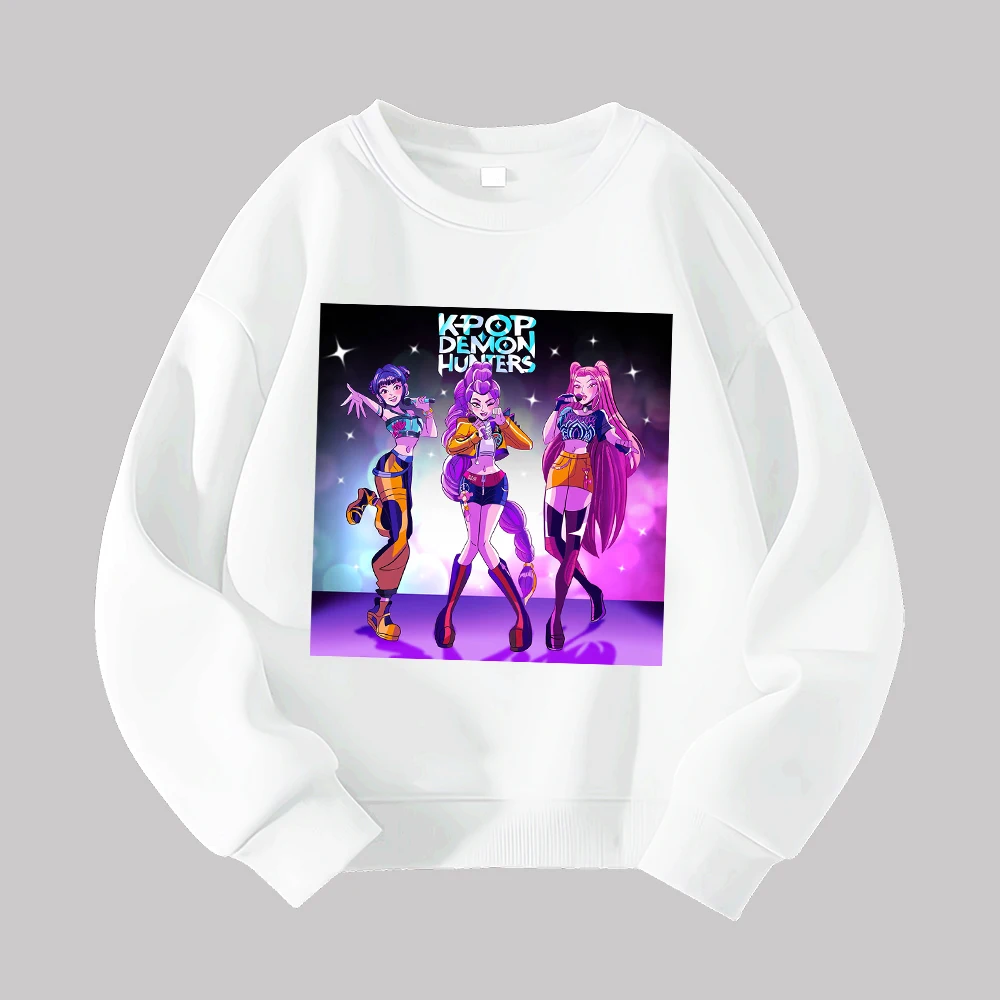 سويت شيرت Kpop Demon Hunters برقبة دائرية وطبعة جرافيك للنساء كاجوال فضفاض مناسب للموسيقى #2