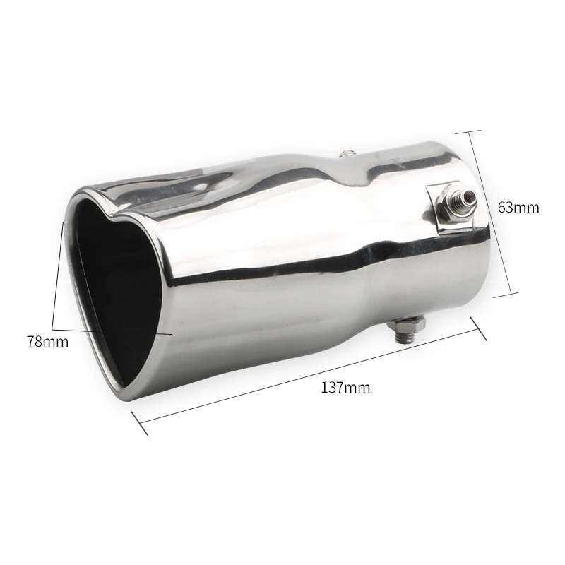 Fashion Design Heart Shape Style Car Accessories 2.5 Inch Stainless Steel Silver Colorful Exhaust Tips Muffler Tail Pipe