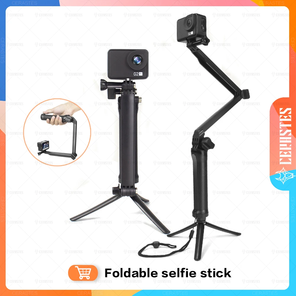 Action Camera for GoPro Hero 10 9 Selfie Stick Adjustable 360° Rotation Tripod Extension Rod Foldable Monopod Self-timer