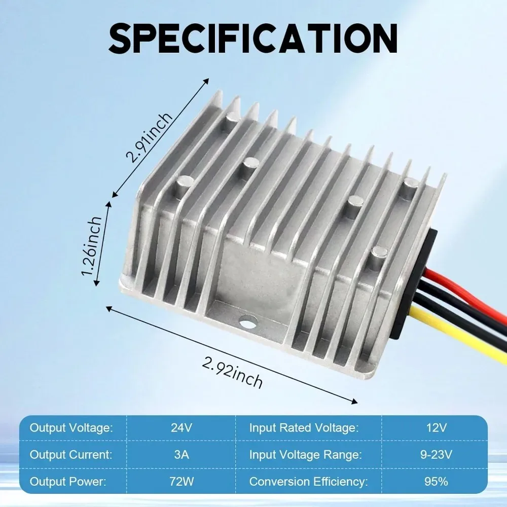 DC 12V Step Up to 24V 3A 4A 5A 8A 10A Converter Voltage Regulator Voltage Booster Waterproof Power Supply Module for Cars Trucks