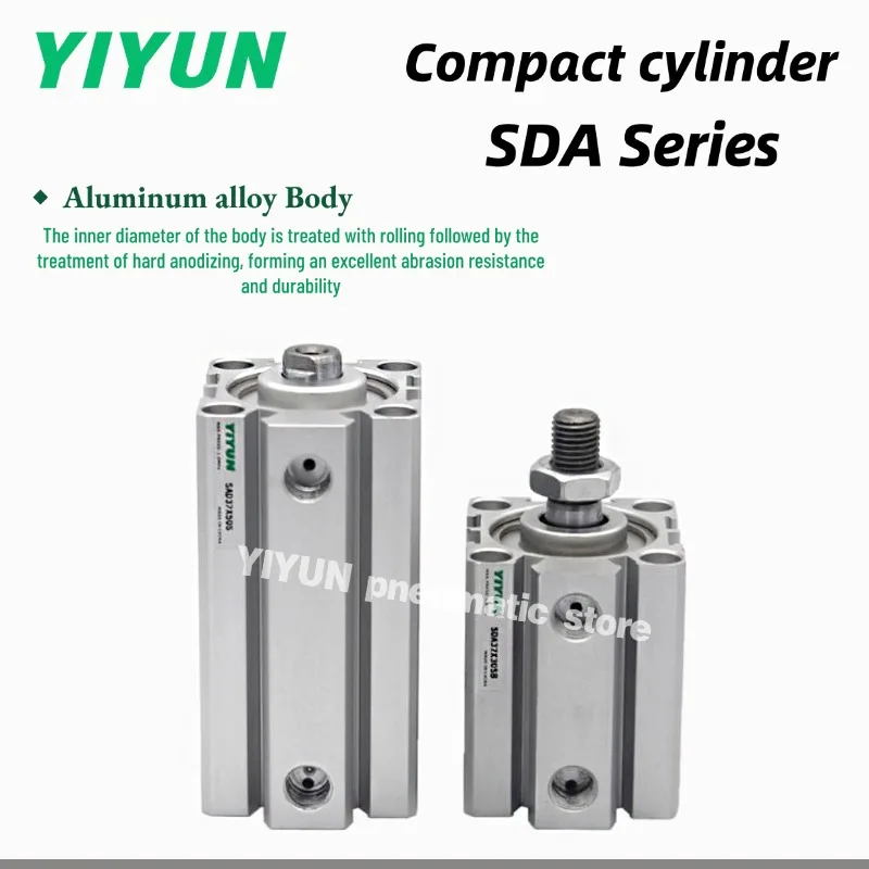 SDA32X5X10X15X20X25X30X35X40X45X50X60X70X80X90X100 S B SB YIYUN SDA Series Compact Cylinder Pneumatic Component Tools