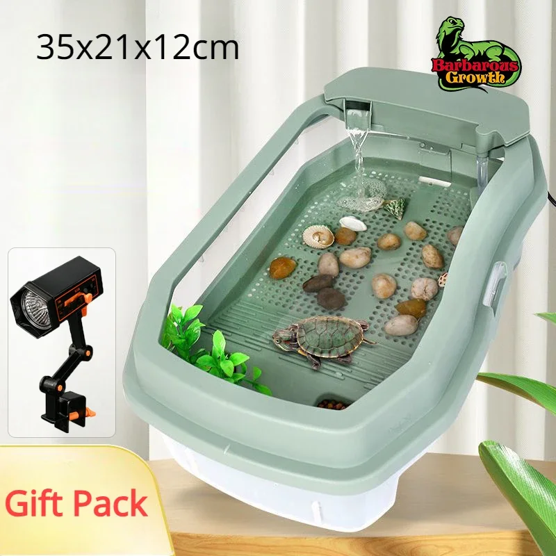 

Turtle Tank Container Reptile Detachable House Easy to Change Water Plastic Habitat with Areas to Breed Feed Swim Bask Fish Tank