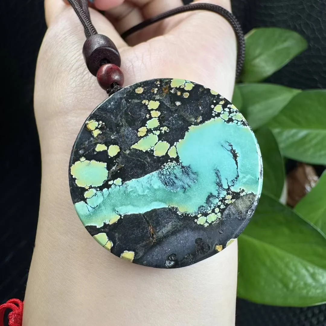 

1 Pc Fengbaowu Natural Turquoise Pendant Round Reiki Healing Stone Fashion Jewelry Gift For Women Men