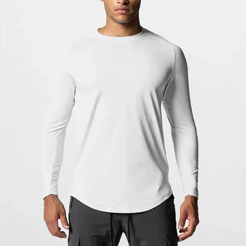 New Gym Brand Mens Korean Clothing Fitness Casual Clothing Fitness Breathable Cool Fashion Long Sleeve Slim Sporting Tshirt
