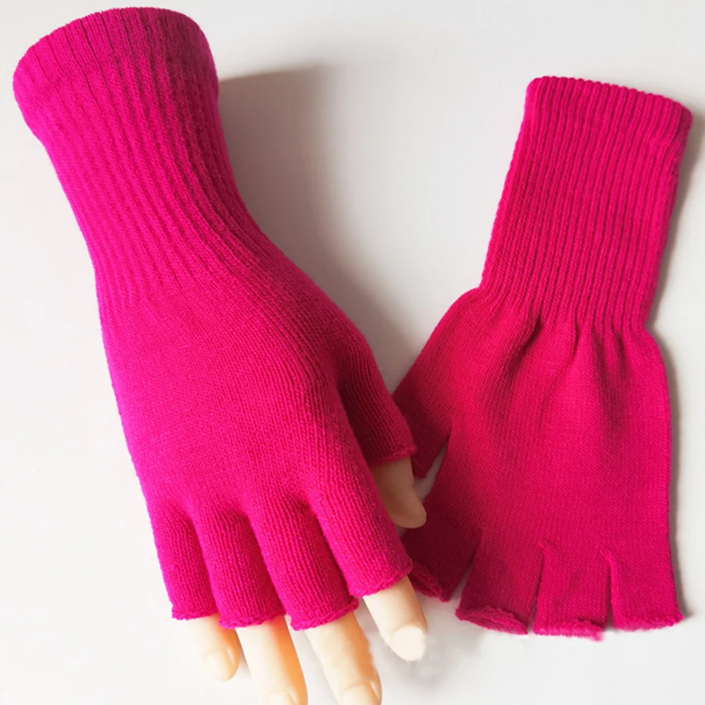 Elegant Women Winter Knitted Gloves Without Fingers Short Mittens Warm Hand Warmer Wrist Elastic Fingerless Half Finger Mittens