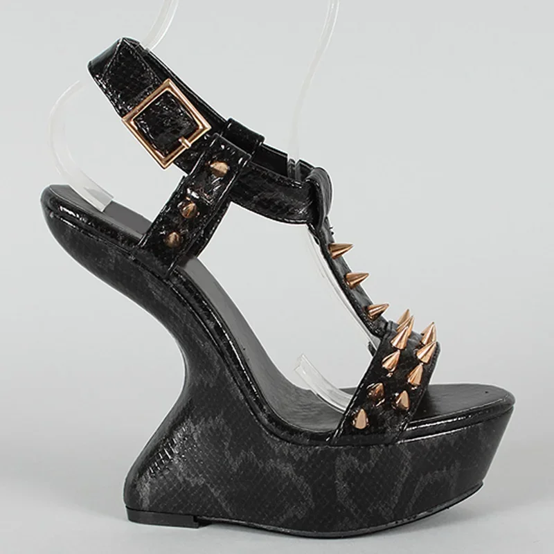 Metal Rivet Strange Style Patchwork Sandals Sexy Pointed Toe Buckle Belt Customized New Arrivals Fashion Women Modern Shoes view 4