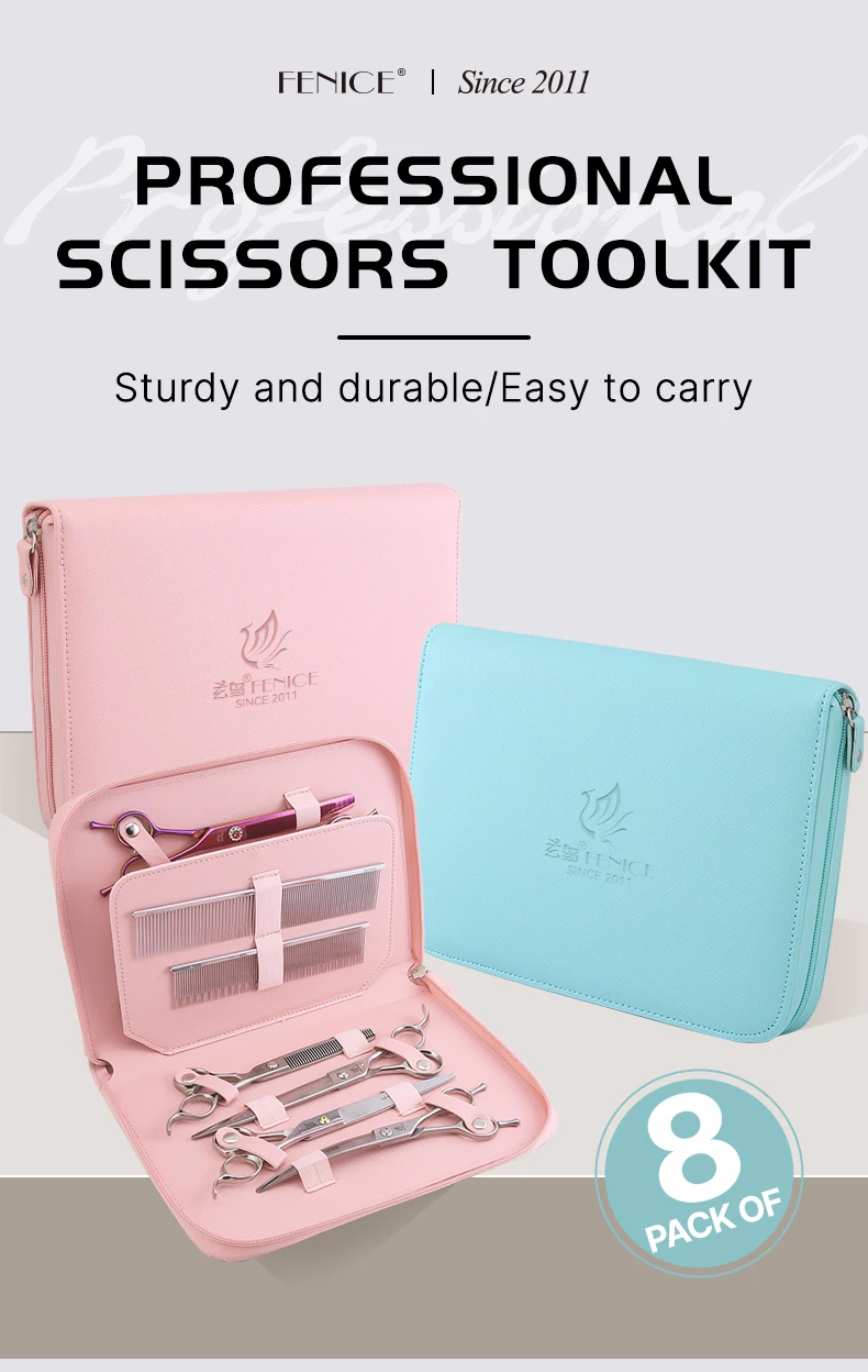 Fenice Friseur/Haustier Schere Aufbewahrung koffer Salon Pu Lederbeutel Haarschnitt Schere Holdster Tasche tragbare Friseur wasserdichte Box – Detail 1