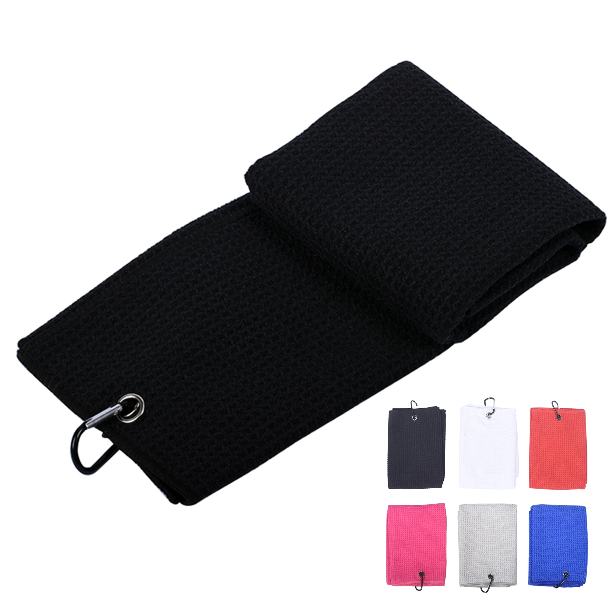 Golf Waffle Towel Microfiber Fabric With Heavy Duty Hiking Buckle Designed For Golf Enthusiasts 40X60