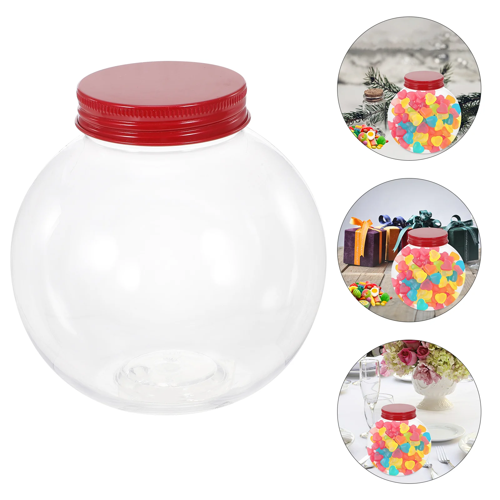 

Christmas Candy Jar Container Storage Bottle Plastic Jars Treats Juice Bottles Ball Shaped Light Bulbs