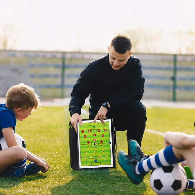 Foldable Magnetic Soccer Strategy Coaching Board Erasable Coaches Clipboard with Magnets and Marker Pen Soccer Accessories