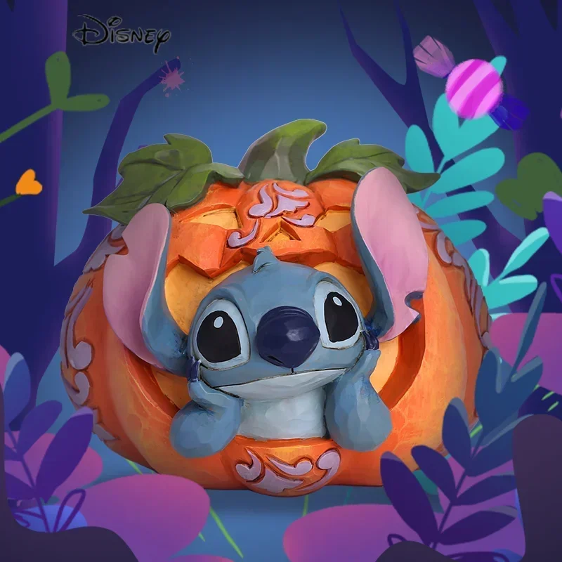 13cm Disney Exquisite Stitch Halloween Pumpkin Resin Tide Play Collection Desktop Model Ornaments Children Birthday Gifts Toy