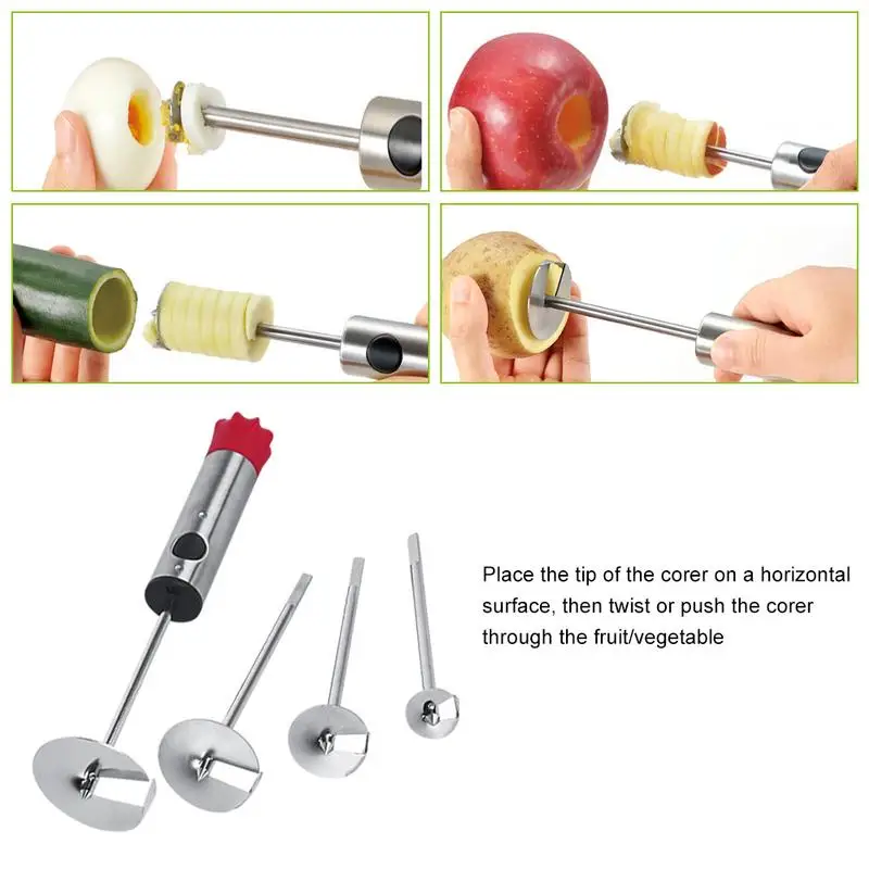 Drill Vegetable Fruit Corer Stainless Steel Tools Making Stuffed Vegetables Easy Grip Core Remover With 4 Blades For Kitchen