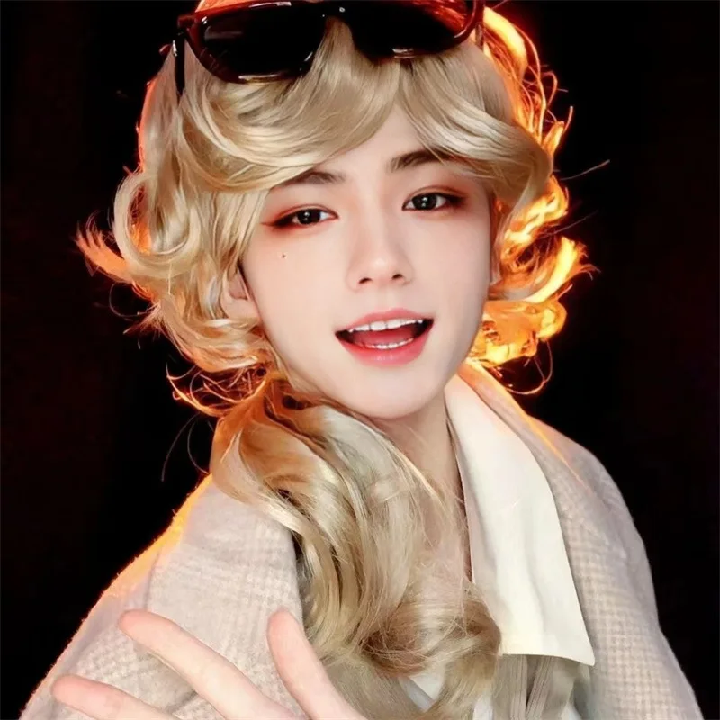 Cosplay Wig Gothic Style Wigs for Men or Women Trailing Long Curly Hair カーリーウィッグ Curls  Blonde Wig