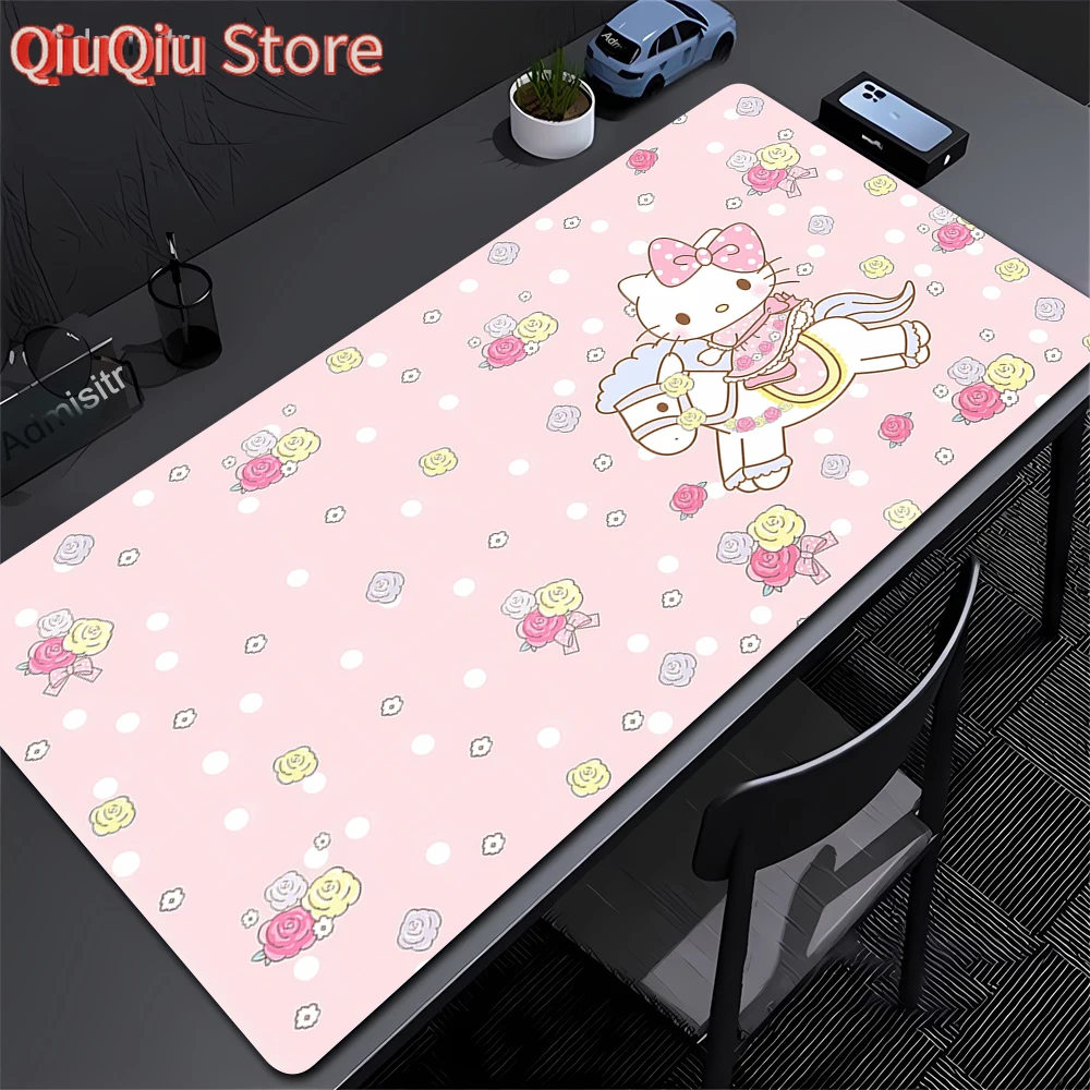 

XXL 90x40cm Pink Cartoon Hello Kitty Mousepad HD Printing Computer Gamers Locking Edge Non-slip Mouse Pad Keyboard PC Deskmat