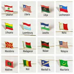 National Flag Metal Lapel Pin Badge All  the World Lebanon Lithuania Lesotho Malta Macedonia Malaysia Maldives Mali Libya Malawi