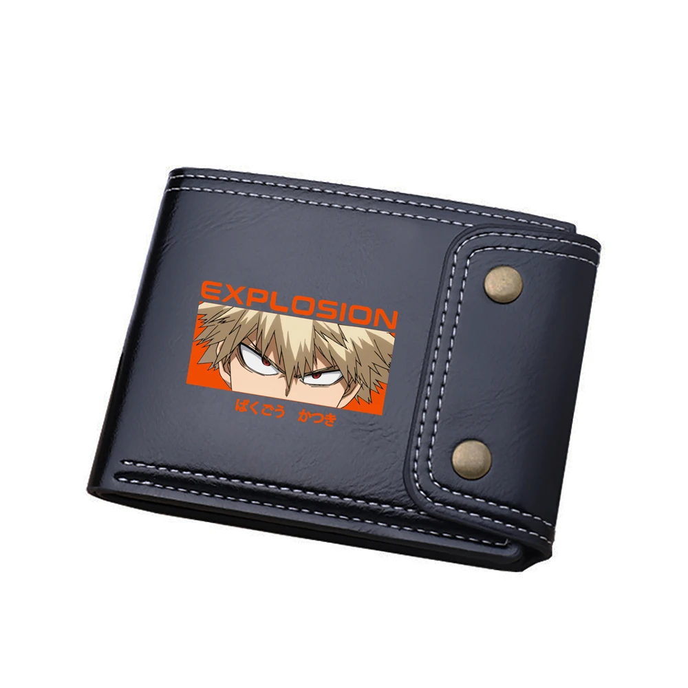 Anime My Hero Academia Short Wallets Bakugou Katsuki ID Card Holders Pu Leather Coins Purses Cartoon Money Bags Boys  Clutch