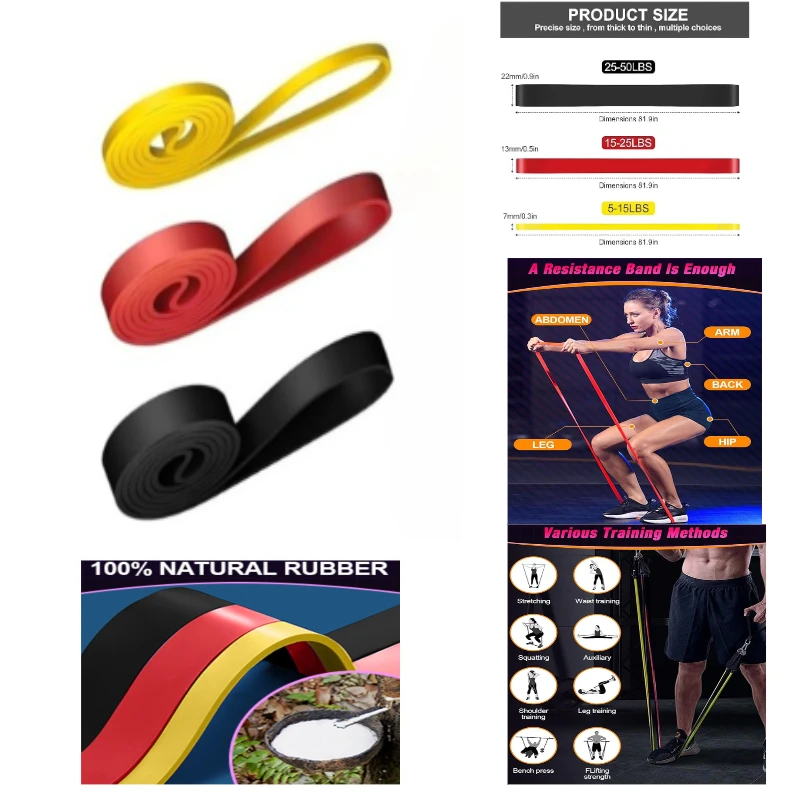 

3pcs Fitness Elastic Bands for Pull-Ups, Resistance Bands for Strength Training, Yoga Stretch Assistance Bands for Men and Women