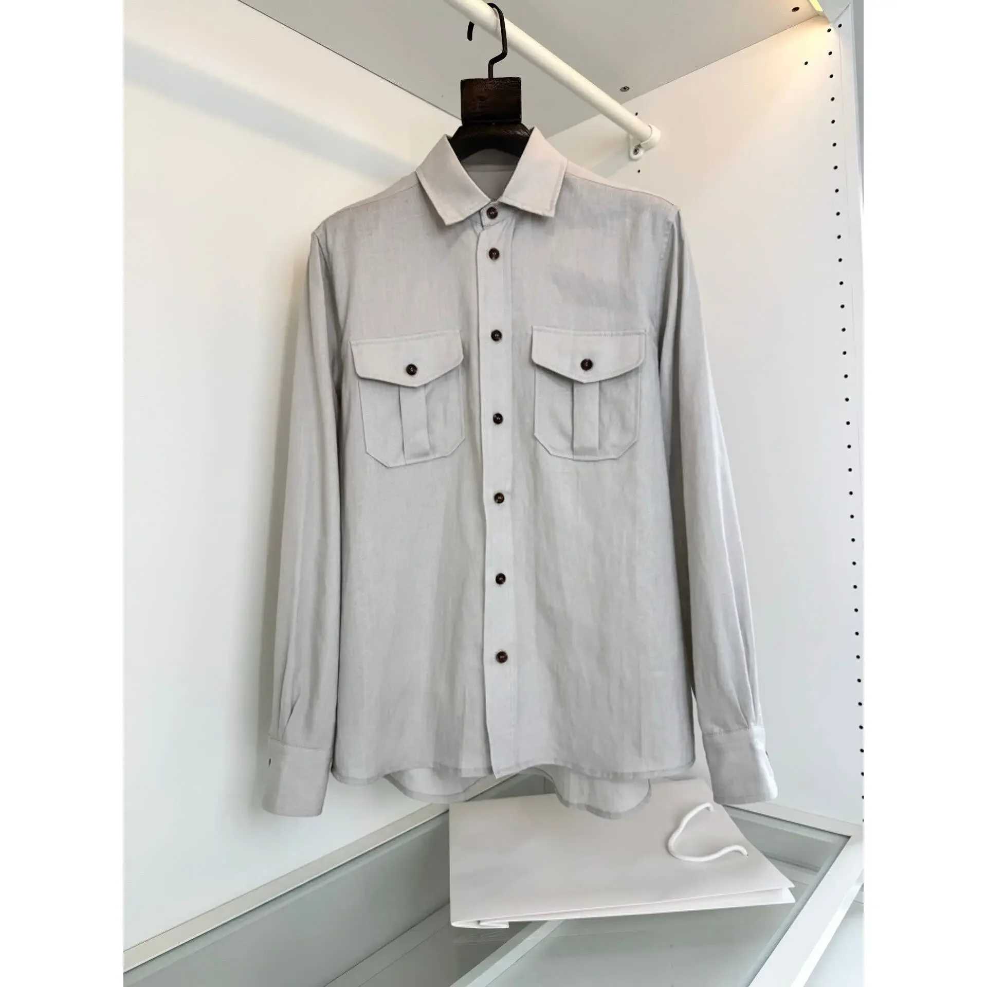 

BC Italian old money style men's clothing 26ss linen double pocket casual shirt jacket